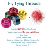Kylebooker różne nici do wiązania much 200D dla rozmiaru 6-14 muchy Fly Fishing Lure Making materiał i bi-ceramiczna końcówka szpulka